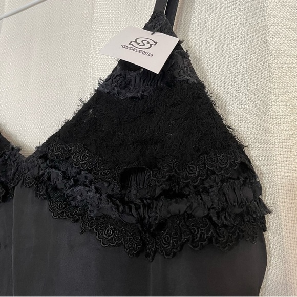 Vintage y2k Tricot Comme des Garcons Black Slip Textured Midi Babydoll Dress M - Picture 6 of 11